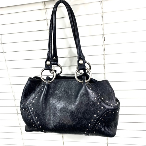 Kenneth Cole Handbags - |•KENNETH COLE•| Black Leather Heavy Hardware Bag